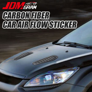 JDMGRAM Carbon Fiber Car Air Flow Intake Scoop Cover 2Pcs ABS Universal Auto Bonnet Vent Decoration Stickers Automobile Exterior Accessories