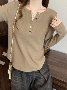 plus Size Womens V-Neck Long Sleeve T-Shirt Slimming Base Layer Shirt Spring Fashionable Casual Wear for All Body Types