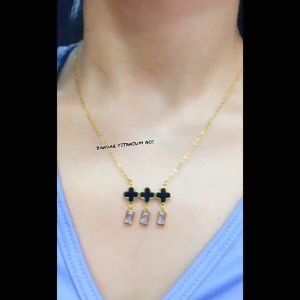 KALUNG TITANIUM DAUN PUTIH JURAI ANTI KARAT & ANTI LUNTUR
