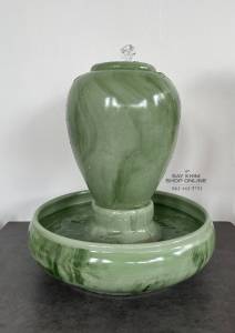 โอ่งน้ำล้นน้ำพูเซรามิค (L) สีเขียวหยก (สินค้าพร้อมส่ง)