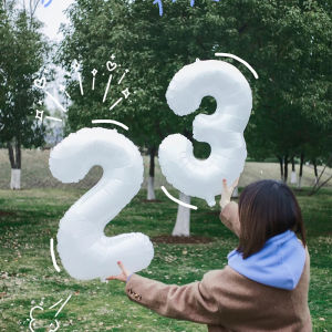 40-Inch White Aluminum Foil Birthday Balloons Large Number Inflatable Decorations Simple Forest System Childrens Party Arrangements