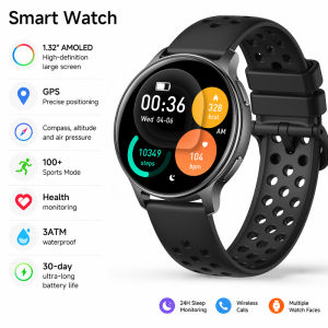 New GPS Smart Watch for Men 3ATM Waterproof Fitness Tracker Heart Rate 100+Sports Mode SpO2 Wireless Call Smartwatch IOS