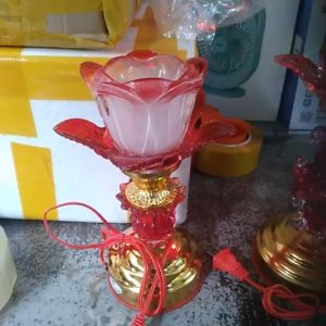 Giá một cặp] Đèn thờ Phú Quý Hình Lục Giác Bằng Thủy Tinh Dễ Dàng Thay Bóng Đèn Bàn Thờ Thần Tài Thổ Địa