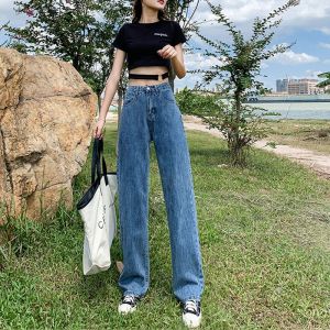 MANMI | Quần Jeans Chân Rộng Xòe Thắt Dây Cao Dễ Phối Đồ