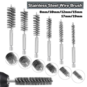MaxPlus Stainless Steel Wire Cleaning Brush with Handle 1/4 Inch Hex Shank for Power Drill Impact Driver