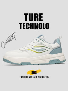 White Mens Casual Shoes Breathable Leather Thick Bottom Flat Board Shoes Sporty Chic Comfortable Slip-On round Toe Rubber Sole