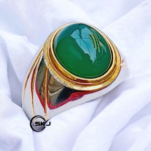 CINCIN BATU HIJAU CHALCEDONY MEWAH DAN ELEGAN