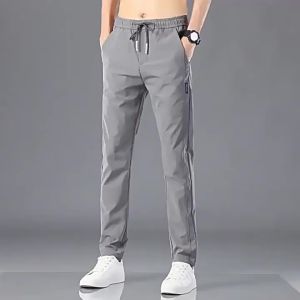 Summer Ice Silk plus Size Casual Pants for Work Men Breathable Loose Dirty Work Clothes Work Pants Trousers