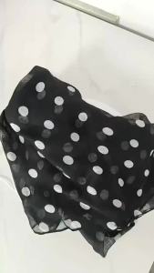 Khăn Choàng Dài Chấm Bi Bali Yarn Màu Đen Trắng Chất Liệu Cotton Kiểu Dáng Thường Ngày Dành Cho Nữ Size Trẻ Em Dùng Được Quanh Năm