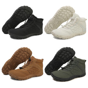 Barefoot Snow Boots High-Top Barefoot Shoes Anti Slip Casual Winter Booties Plush Trail Running Shoes for Outdoor Travel