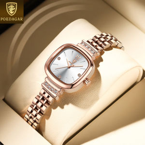 POEDAGAR square watch for women waterproof original branded korean style fashion stainless steel /leather diamond quartz casual watch