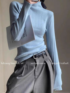 CHOEFULYN | Semi-high Collar Knit Stretchy Sweater