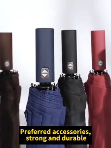 FindFashion Upmarket 24 Ribs Automatic Storm-resistant Large Anti UV Umbrella Sun Rain Folding Umbrellas Parasol