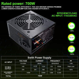 T.F.SKYWINDINTL 700W PC PSU Power Supply Unit Black Gaming Quiet 120mm Fan 110V 220V ATX Desktop Computer Power Supply For BTC