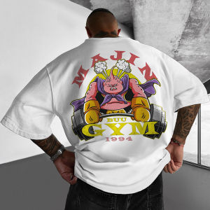 Bandai | Summer Anime DRAGON BALL Z Printed T-shirt Mens New Majin Buu Pattern Short Sleeved Oversized Loose Comfortable Anime Top