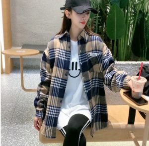 Plaid Flannel Thickened Loose Shirt