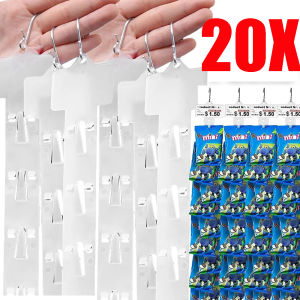 20pcs Store Shelf Food Hanging Strip - Snack Hanging Strips - Display Hanger Hooks Kitchen Storage Clip - Supermarket Goods Display - Supermarket Food Hanging Strip - Transparent Hanging Strip