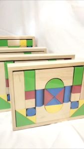 Mainan Edukasi Anak City Block CB 26 Natural dan Colourfull Kayu Balok Susun Warna Blok Bangun Montessori Toys
