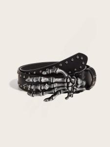 Belt Men and Women Neutral Stylish Skull Belt Punk Snap Button Casual Belt with Skirt Denim