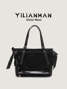 Elegant Large Capacity Tote Bag Womens Fashion Show Silk Ribbon Butterfly Knot Single Shoulder Crossbody Bag Original Design