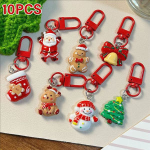10ชิ้นธีมคริสต์มาสพวงกุญแจซานตาคลอสตุ๊กตาหิมะขนมปังขิงสำหรับผู้ชายต้นคริสต์มาสจี้พวงกุญแจกระเป๋าเป้สะพายหลังเสน่ห์ของขวัญคริสต์มาส