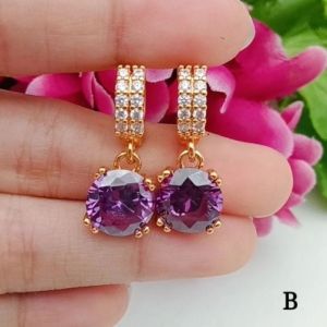 Anting Permata Model Elegan Lapis Emas Gold Berkilau Awet