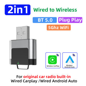 Grandnavi | CarPlay Wireless 2026 New Plug & Play Orange Adapter Auto Connect No Delay Converts Wired to Wireless iPhone & Android