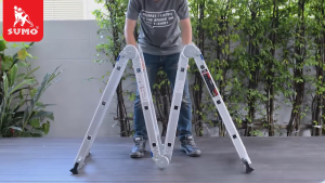 บันไดอลูมิเนียมอเนกประสงค์พับได้ 12 ขั้น รุ่น ML-12A และแผ่นเหล็ก พาดบันได 12 ขั้น