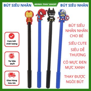 Bút bi cute siêu nhân anh hùng bút bi nước mực gel đen ngòi 0.5mm nhiều màu dễ thương đồ dùng học tập