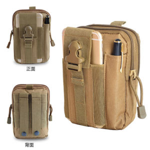 Mens Multi-Functional Vertical Belted Canvas Phone Bag Durable Water-Resistant Tactical Waist Bag Sporty Style Pure Color