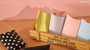 10pcs Pillow Shape Candy Boxes Solid Color Dot Decorative Gift Wrapper Kraft Paper Wedding Birthday Baby Shower Decor Cookie Box