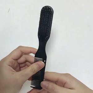 2 In 1 Men Beard Brush Black Small Beard Styling Brush Double-sided Comb Brush For Salon Tools