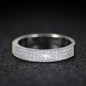 Huitan Delicate Women Wedding Band Ring Shiny Crystal Cubic Zircon Micro Paved Trendy Female Engagement Rings Gift Hot Sale