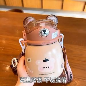 【Gods House】860ml Kawaii Stainless Steel Bottle Tumbler Portable Thermos Insulated Hot Cold Water Bottle Vacuum Flask For Children Girls Boys