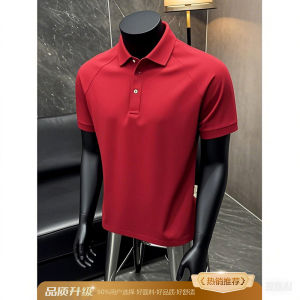 Áo Thun Polo Cổ Bẻ Mỹ Màu Xanh Lam Ngắn Tay Nam Mùa Hè Trung Niên Chắc Chắn Vai Tay Áo Cotton Polyester Thường Ngày