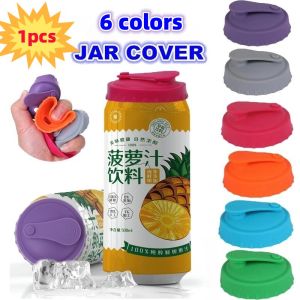 ฝาปิดกระป๋องเครื่องดื่มซิลิโคนกันรั่วพร้อมหลอดเปิด ซ้ำได้เกรดอาหาร กระป๋องเบียร์