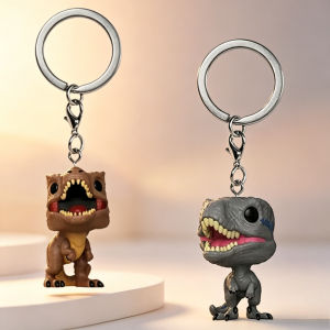 Bandai | Pocket Dinosaur Keychain Jurassic World Blue Velociraptor Tyrannosaurus Rex Mini Action Doll Model Birthday Christmas Gift