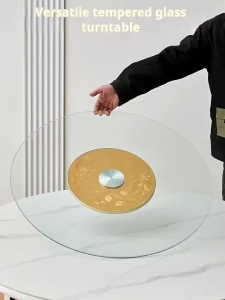 60/70/80cm Lazy Susan Tempered Glass Rotating Round Turn Dining Table Top Tempered Glass Meja Makan Kaca Pusing 玻璃转盘