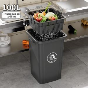 ABEPC | Thùng Rác Vuông Nắp Mở Dung Tích Lớn Cho Gia Đình Văn Phòng Nhà Bếp Ngoài Trời