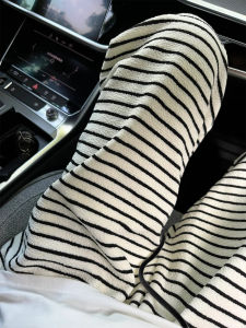 Quần Ống Rộng Kẻ Sọc Màu Tương Phản Cạp Cao Cho Nữ Mùa Thu 2025 Phong Cách Mới Rộng Rãi Thoải Mái Quần Ống Đứng