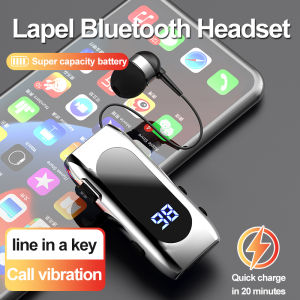 VAORLO K55 Telescopic Lavalier Business Bluetooth 5.2 Headphone Talk/Music Time 20 Hours LED Digital Display Support One-click Photo Noice Cancelling Wireless Earphones