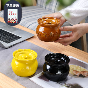 Ceramic Soup Pot with Lid Water Separation Cooking Utensil for Hotels And Restaurants Egg Steaming Bowl Home Use Casserole