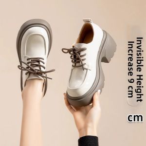 XIANNIWEI | Thick-soled Loafer Shoes Female White Japanese Style Height Increasing