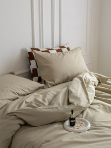 Simple Style Full Cotton Washed Bedding Set Dormitory Bed Sheet Cover Bed Canopy Naked Sleep Bedding Cotton Material