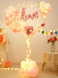 Romantic 520 Valentines Day Balloon Column Decoration Heart Shaped Props Scenic Arrangement Ideal for Weddings And Shops
