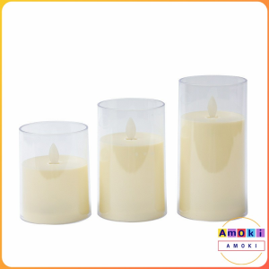 Amoki LED Electronic Candle Glass Cup Candles for Wedding Party Christmas
