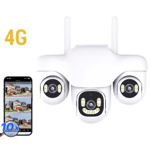 V380 15MP ba màn hình 4G IP Camera không dây ngoài trời ba thấu kính PTZ 2-cách âm thanh con người tự động theo dõi camera giám sát