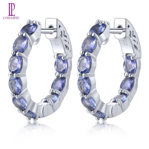 Lohaspie Jewelry Genuine 3.5 Carats Solid Sterling Silver 925 Clip Earring Original Natural Tanzanite Clip Earring Pure Silver 925 Original Tanzanite Earring For Women Jewelry