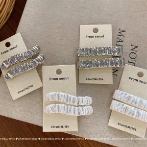 Fashionable Silver White Pleated Metal Wave Hair Clips Womens Hair Accessories Side Bangs Hair Grips Simple Stylish Design