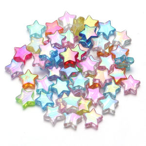 100Pcs 11mm AB Color Five-pointed Star Beads Acrylic Loose Spacer Beads for Jewelry Making DIY Bracelet Necklace Accessories